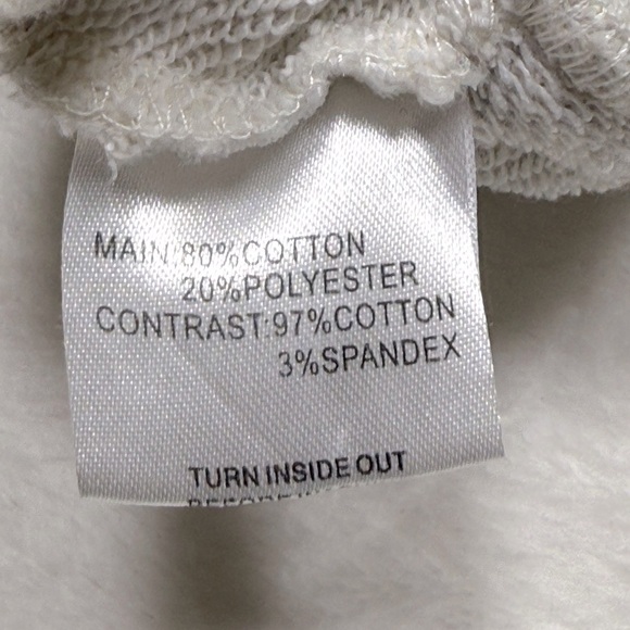 Sabo Womens Cropped Ribbed Crewneck Top Neutral Beige Cotton Blend Moto Style M - Picture 11 of 12